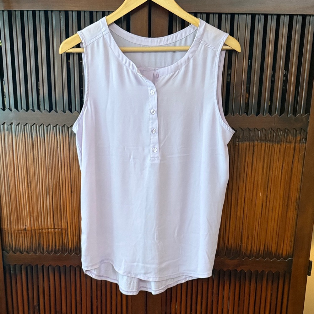 Sleeveless Henley Lavender Top